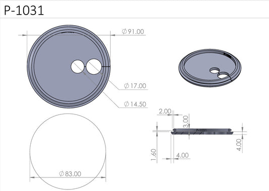 83mm round w 2x holes